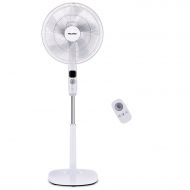 AmazonBasics PELONIS Oscillating Pedestal, Turbo Silence Stand Fan 16, Powerful and Quiet with DC Motor, Speed, 12 Hour On/Off Timer, 3 Silent Modes, Remote Control, FS40-16CR, White