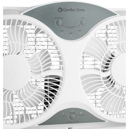  AmazonBasics BOVADO USA Twin Window Cooling Fan with Remote Control - Electronically Reversible  Includes Bug Screen & Fabric Cover  Locking Extenders to fit Large Windows (Min. 23.5” Max. 37