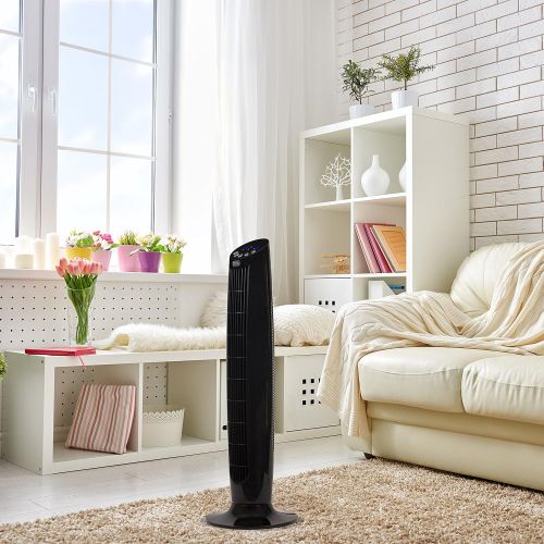  AmazonBasics Black + Decker 36 inches Digital Tower Fan with Remote, Black