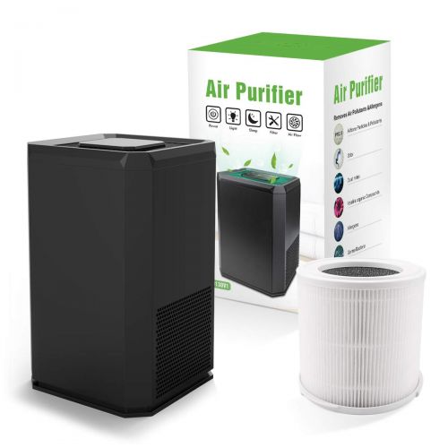  AmazonBasics Air Purifier for Home with True HEPA Filter, 5 Speed Settings, 3 Stage Filtration, DC Motor for Smokers, Dust, Pets, Pollen, Air Cleaner with High CADR 130m³/H, Night Light for Bed