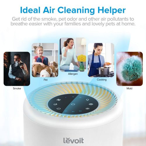  AmazonBasics LEVOIT Air Purifier for Home Allergies and Pets Hair, Smokers, True HEPA Filter, Quiet in Bedroom,Filtration System Cleaner Remover Eliminators, 99.97% Odor Smoke Dust Mold,Night L