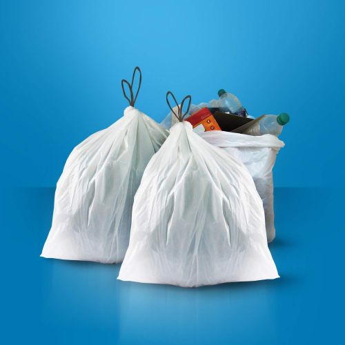  AmazonCommercial AmazonCommerical Custom Fit White Drawstring Trash Bags - Compatible with simplehuman Type P - 1.2 MIL - 120 Count