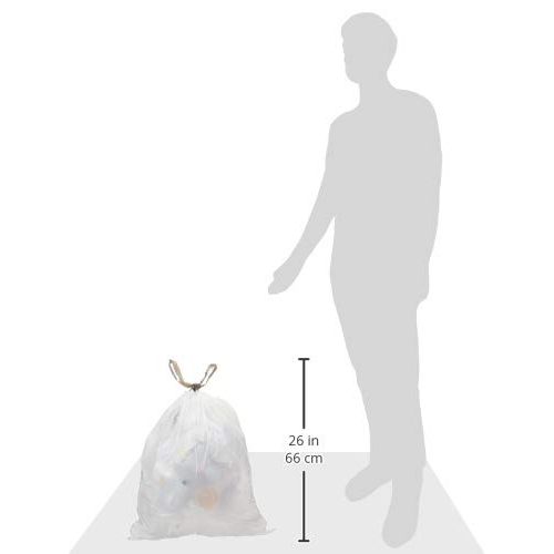  AmazonCommercial Custom Fit White Drawstring Trash Bags - Compatible with simplehuman Type Q - 1.13 MIL - 62 Count