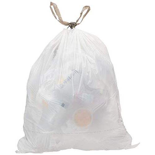  AmazonCommercial Custom Fit White Drawstring Trash Bags - Compatible with simplehuman Type Q - 1.13 MIL - 62 Count