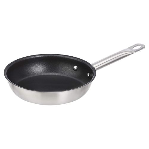  AmazonCommercial 8 Non-Stick Stainless Steel Aluminum-Clad Fry Pan with Non-Stick Coating