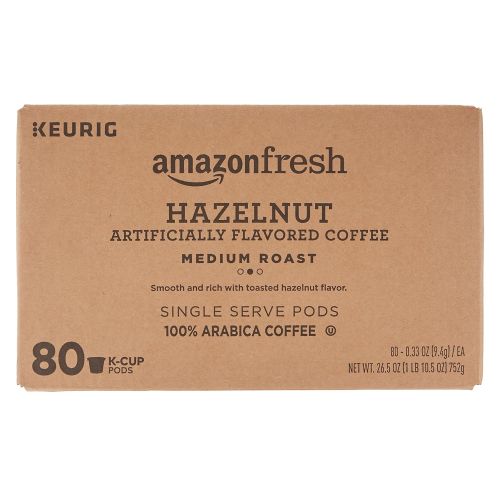  AmazonFresh 80 Ct. Coffee K-Cups, Hazelnut Flavored Medium Roast, Keurig Brewer Compatible