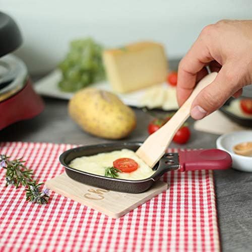  [아마존베스트]Amazy Raclette Accessory Set (16 Pieces) with 4 Fun Designs Includes Free eBook - 8 Raclette Scrapers and 8 Wooden Pan Coasters for a sociable evening with family and friends