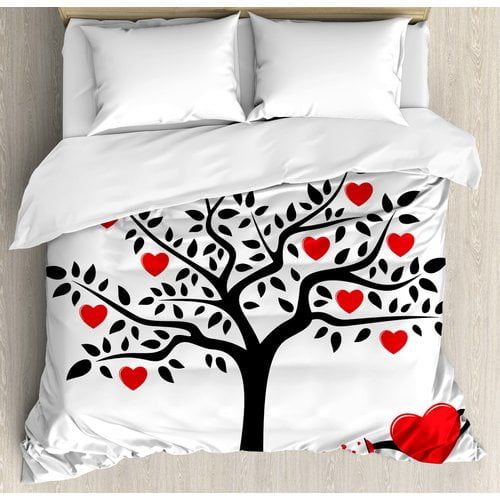  Ambesonne Valentines Day Tree with Heart Duvet Cover Set