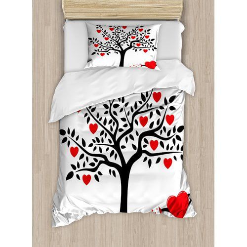  Ambesonne Valentines Day Tree with Heart Duvet Cover Set