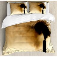 Ambesonne Industrial Heavy Smoke Chimney Pollution Contamination Environment Duvet Cover Set