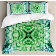 Ambesonne Tie Dye Abstract Square Shaped Kaleidoscope with Murky Psychedelic Expansions Pattern Duvet Cover Set