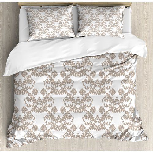  Ambesonne Rococo Style Flourishing Flowers Imperial Pattern Old Fashioned Classy Tile Delicate Duvet Cover Set
