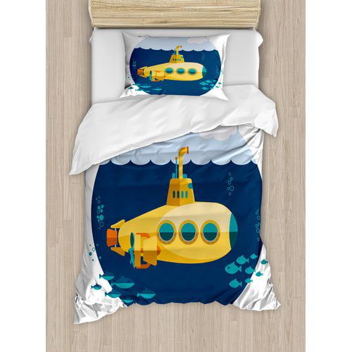  Ambesonne Submarine Decor Illustration of a Submarine under Sea Duvet Cover Set