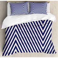 Ambesonne Pattern with Geometric Triangle Like Striped Designed Artwork Duvet Cover Set