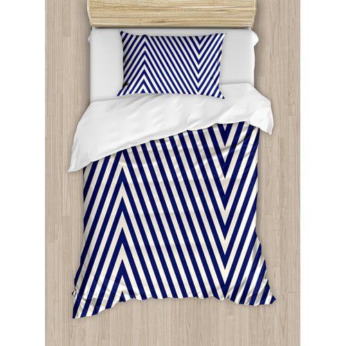  Ambesonne Pattern with Geometric Triangle Like Striped Designed Artwork Duvet Cover Set