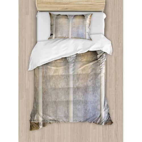  Ambesonne Pillar Antique Theme Classic Ancient Interior with Columns Digital Image Duvet Cover Set