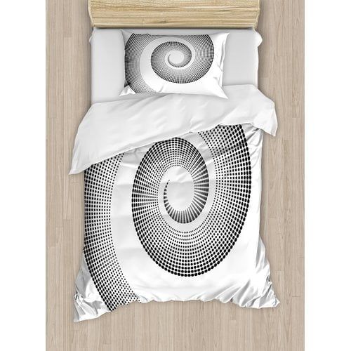  Ambesonne Spires Spiral Dimensional Curve Turns Around an Axis Rotary Parallel to Ring Center Image Duvet Cover Set