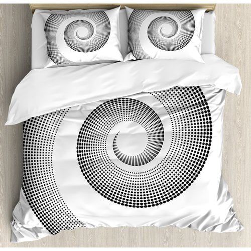  Ambesonne Spires Spiral Dimensional Curve Turns Around an Axis Rotary Parallel to Ring Center Image Duvet Cover Set