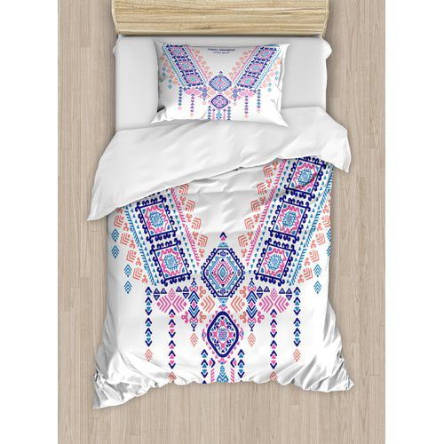  Ambesonne Tribal Ethnic African Geometric Design Aztec Style Bohemian Festive Print Duvet Cover Set