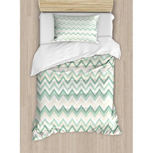  Ambesonne Sketchy Blurry Abstract Zig Zag Chevron Shapes Retro Duvet Cover Set