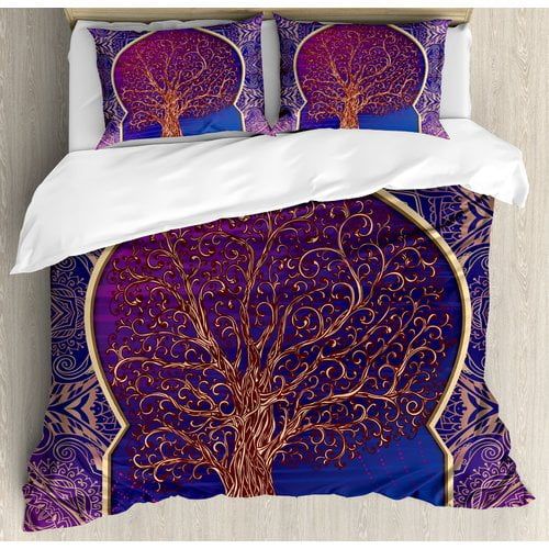  Ambesonne Indian Tree with Curved Leafless Branches Duvet Cover Set
