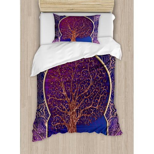  Ambesonne Indian Tree with Curved Leafless Branches Duvet Cover Set