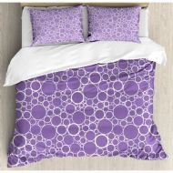 Ambesonne Mauve Abstract Geometric Linked Circles in Many Sizes Fractal Diameter Rings Print Duvet Cover Set