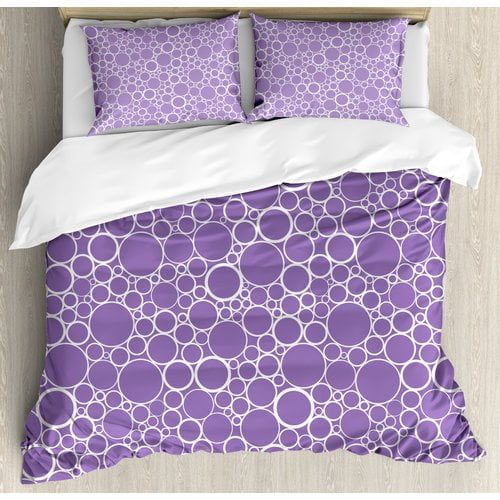  Ambesonne Mauve Abstract Geometric Linked Circles in Many Sizes Fractal Diameter Rings Print Duvet Cover Set