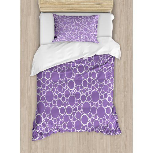  Ambesonne Mauve Abstract Geometric Linked Circles in Many Sizes Fractal Diameter Rings Print Duvet Cover Set