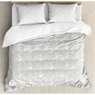 Ambesonne Paisley Abstract Modern Patterned Background with Flowers Leafs and Ivy Artwork Duvet Cover Set