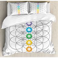 Ambesonne Sacred Geometrty Points in Vintage Concentric Rings of Partial Circle Zen Image Duvet Cover Set