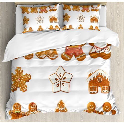  Ambesonne Gingerbread Man Duvet Cover Set