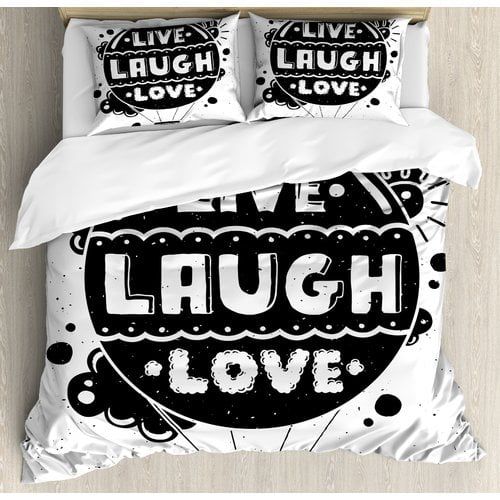  Ambesonne Live Laugh Love Air Balloon Clouds Sun Cute Hipster Illustration Philosophy Motto Duvet Cover Set