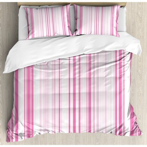  Ambesonne Vertical Striped Abstract Bands Straight Lines Geometric Artistic Duvet Cover Set