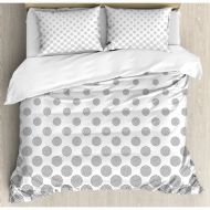 Ambesonne Geometric Circle Spiraling Rotary Turning to Polka Dots Concentric Grid Lines Duvet Cover Set