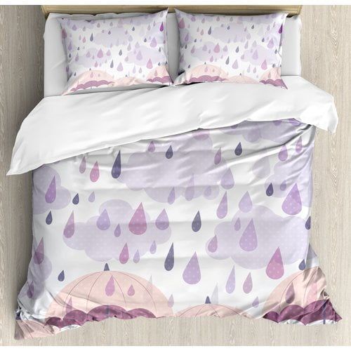  Ambesonne Farmhouse Double Exposure Umbrella Parasol Motifs on Nostalgic Polka Dots Backdrop Duvet Cover Set