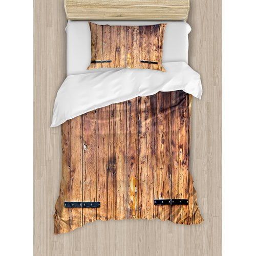  Ambesonne Rustic Antique Timber Planks in Weathered Tones Duvet Cover Set