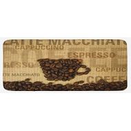 Ambesonne Coffee Kitchen Mat, Coffee Beans Shaped in Mug and Coffee Types Letterings Art Print, Plush Decorative Kithcen Mat with Non Slip Backing, 47 X 19, Dark Brown