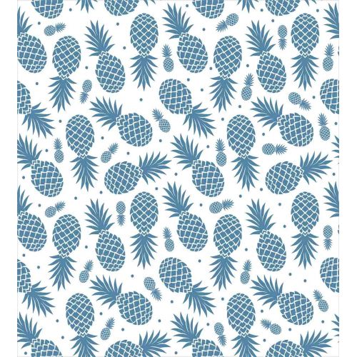  Ambesonne Pineapple Duvet Cover Set, Island Themed Minimalistic Multi-Sized Tropic Fruity Pineapple Printed Vintage, 3 Piece Bedding Set with Pillow Shams, Queen/Full, Blue White
