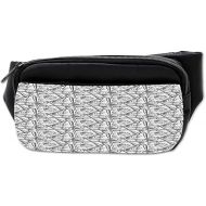 Ambesonne Baseball Bumbag, Sketch Style Glove Bat, Fanny Pack Hip Waist Bag