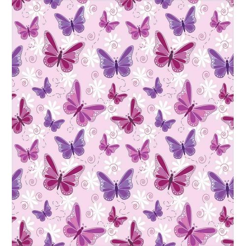  [아마존베스트]Ambesonne Butterfly Duvet Cover Set, Various Flying Butterflies with Fairy Colors Hippie Style Print Design, Decorative 2 Piece Bedding Set with 1 Pillow Sham, Twin Size, Purple Pi