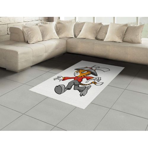  Ambesonne Ninja Cat Area Rug, Nursery Themed Cartoon Warrior Character in Traditional Clothes, Flat Woven Accent Rug for Living Room Bedroom Dining Room, 4 X 5 7, Multicolor