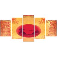 Ambesonne Japanese 5 Panels Acrylic Glass Wall Art, Warrior Ninjas at Sunset Between Building Flowers? Theme Japanese Print, Accent for Living Room, Bedroom and Dorm, 60 x 30, Must