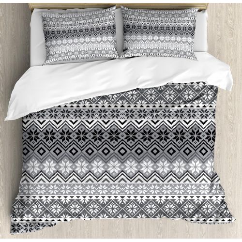  Ambesonne Cartoon Duvet Cover Set Twin Size, Composition Cute Farm Animals on Fence Comic Mascots with Dog Cow Horse Kids Design, Decorative 2 Piece Bedding Set with 1 Pillow Sham,