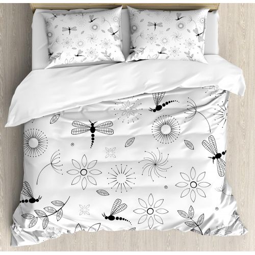  Ambesonne Floral Duvet Cover Set Twin Size, Boho Style Horse Opium Blossoms Poppy Wreath Equestrian Illustration, Decorative 2 Piece Bedding Set with 1 Pillow Sham, Turquoise Apple