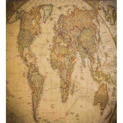  Ambesonne World Map Duvet Cover Set King Size, Anthique Old World Map in Retro Colors Vintage Nostalgic Design Art Print, Decorative 3 Piece Bedding Set with 2 Pillow Shams, Cream
