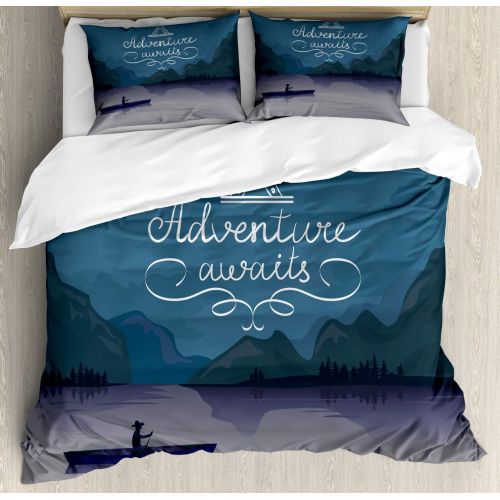  Ambesonne Unicorn Home and Kids Decor Duvet Cover Set, Unicorn Galloping on Curved Swirled Tree Branches in Forest Theme Design, A Decorative 3 Piece Bedding Set with Pillow Shams,