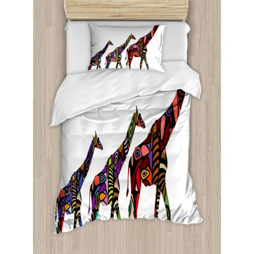  Ambesonne Unicorn Home and Kids Decor Duvet Cover Set, Unicorn Galloping on Curved Swirled Tree Branches in Forest Theme Design, A Decorative 3 Piece Bedding Set with Pillow Shams,