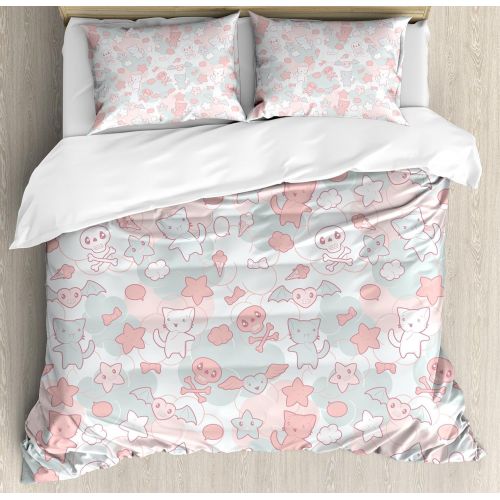  Ambesonne Unicorn Home and Kids Decor Duvet Cover Set, Unicorn Galloping on Curved Swirled Tree Branches in Forest Theme Design, A Decorative 3 Piece Bedding Set with Pillow Shams,