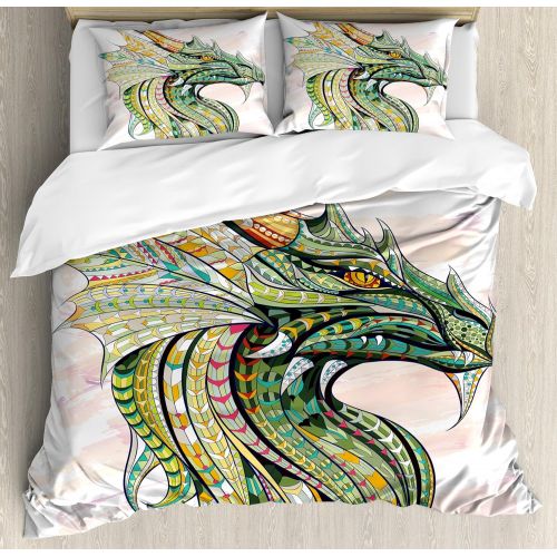  Ambesonne Unicorn Home and Kids Decor Duvet Cover Set, Unicorn Galloping on Curved Swirled Tree Branches in Forest Theme Design, A Decorative 3 Piece Bedding Set with Pillow Shams,